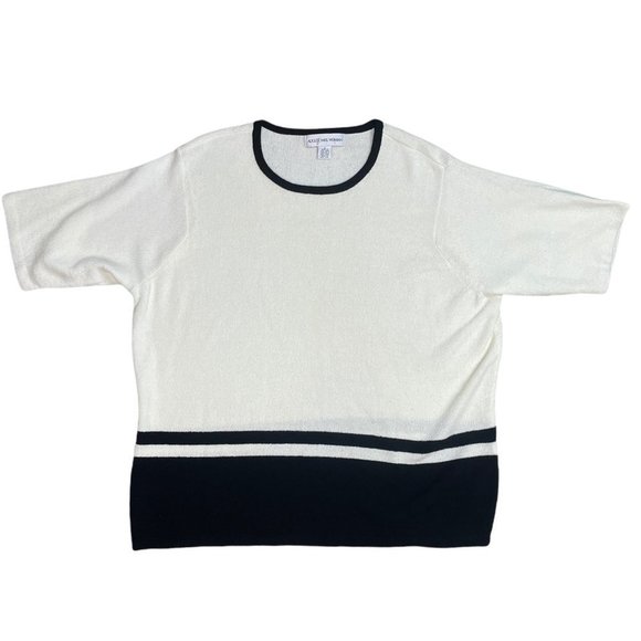 Vintage August Max Woman Cardigan Short Sleeve Top Set Off White Black Size X - Picture 5 of 13